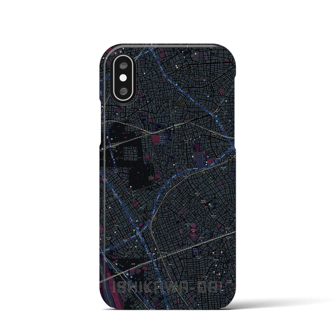 【石川台(東京都)】地図柄iPhoneケース(バックカバータイプ)