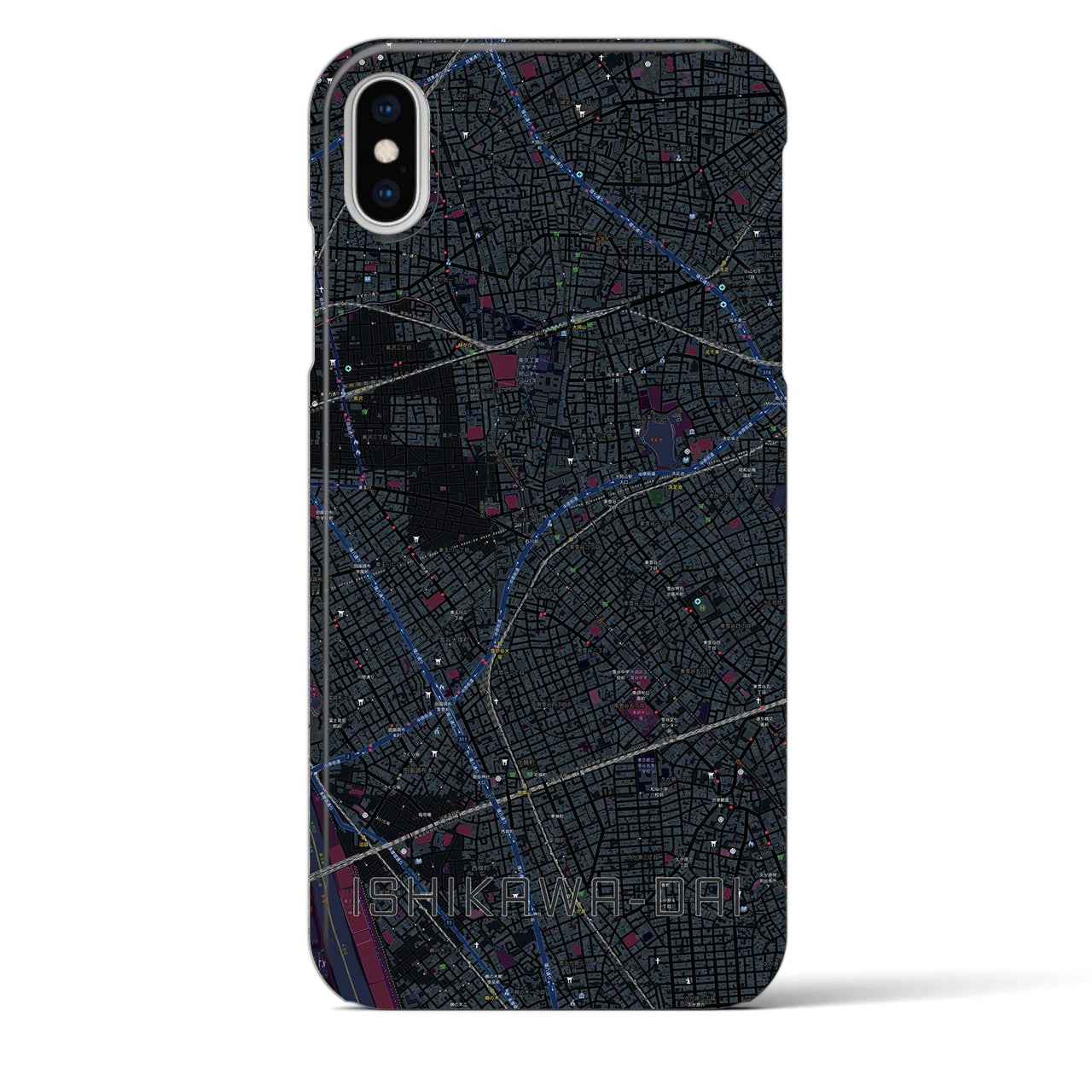 【石川台(東京都)】地図柄iPhoneケース(バックカバータイプ)