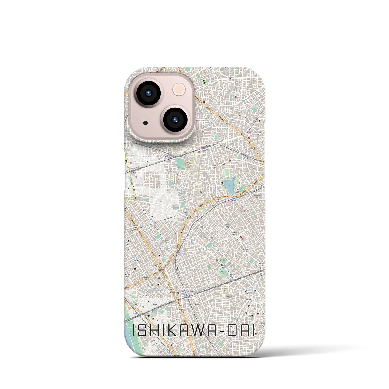 【石川台(東京都)】地図柄iPhoneケース(バックカバータイプ)