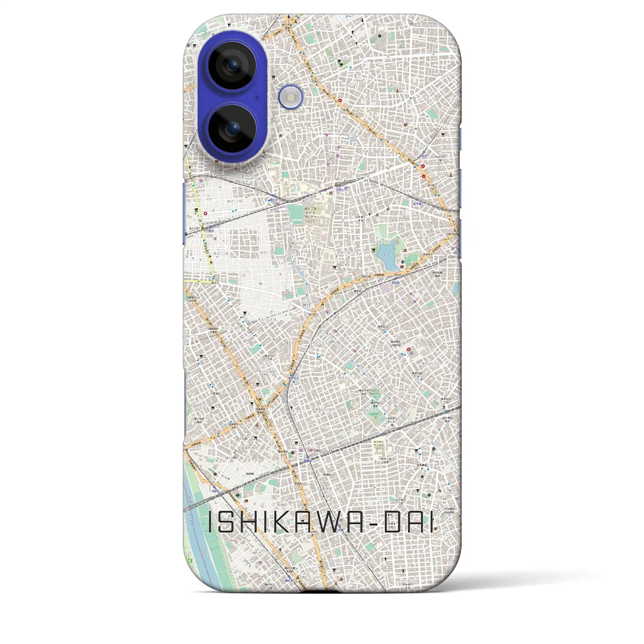 【石川台(東京都)】地図柄iPhoneケース(バックカバータイプ)