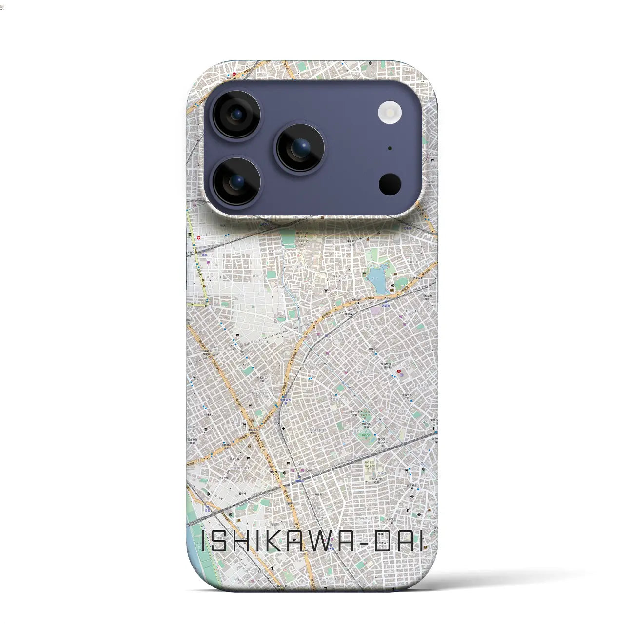 【石川台(東京都)】地図柄iPhoneケース(バックカバータイプ)ブラック・iPhone 17 Pro Max 用