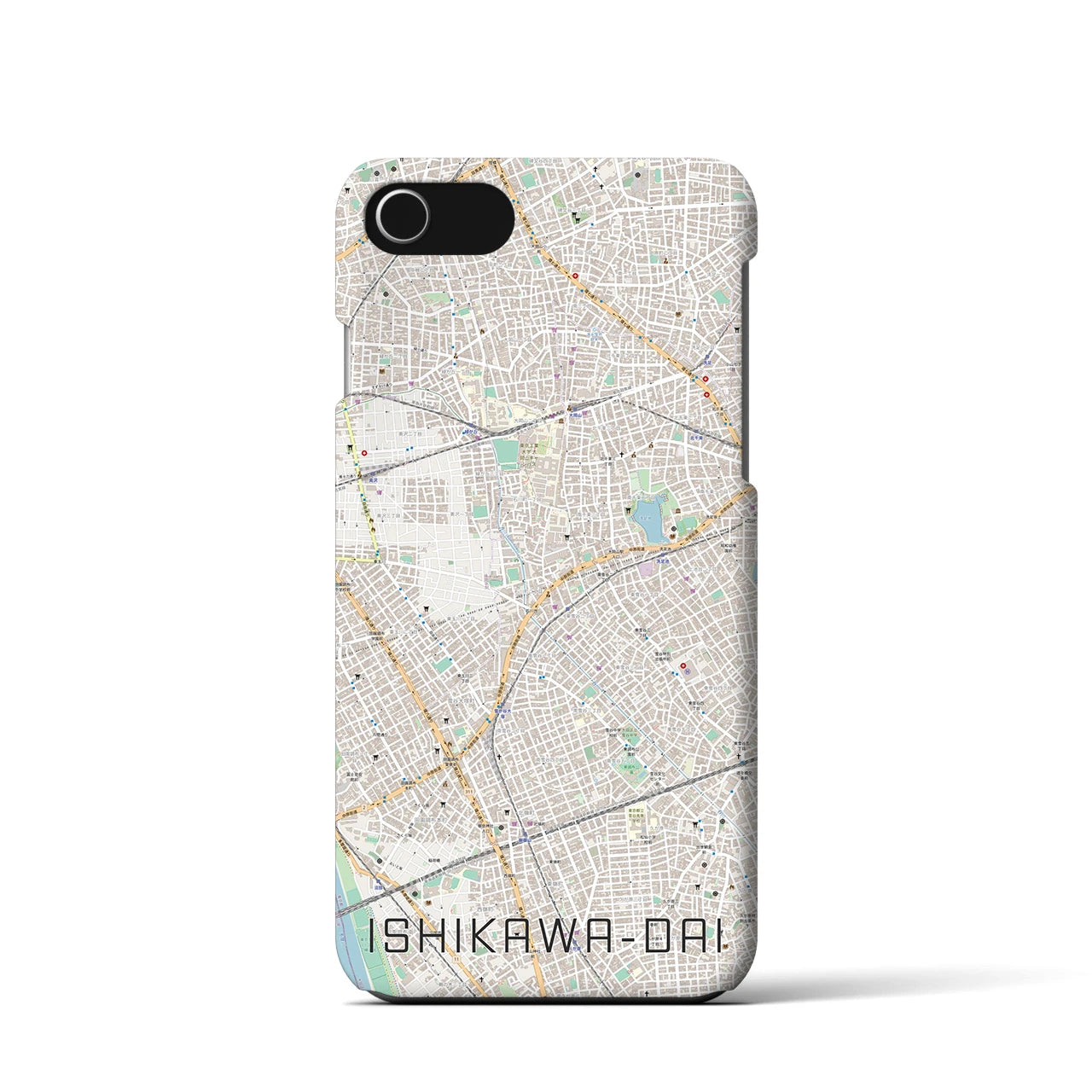 【石川台(東京都)】地図柄iPhoneケース(バックカバータイプ)
