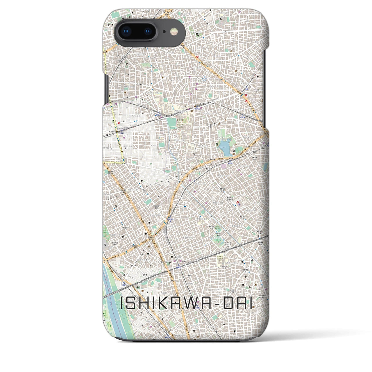 【石川台(東京都)】地図柄iPhoneケース(バックカバータイプ)