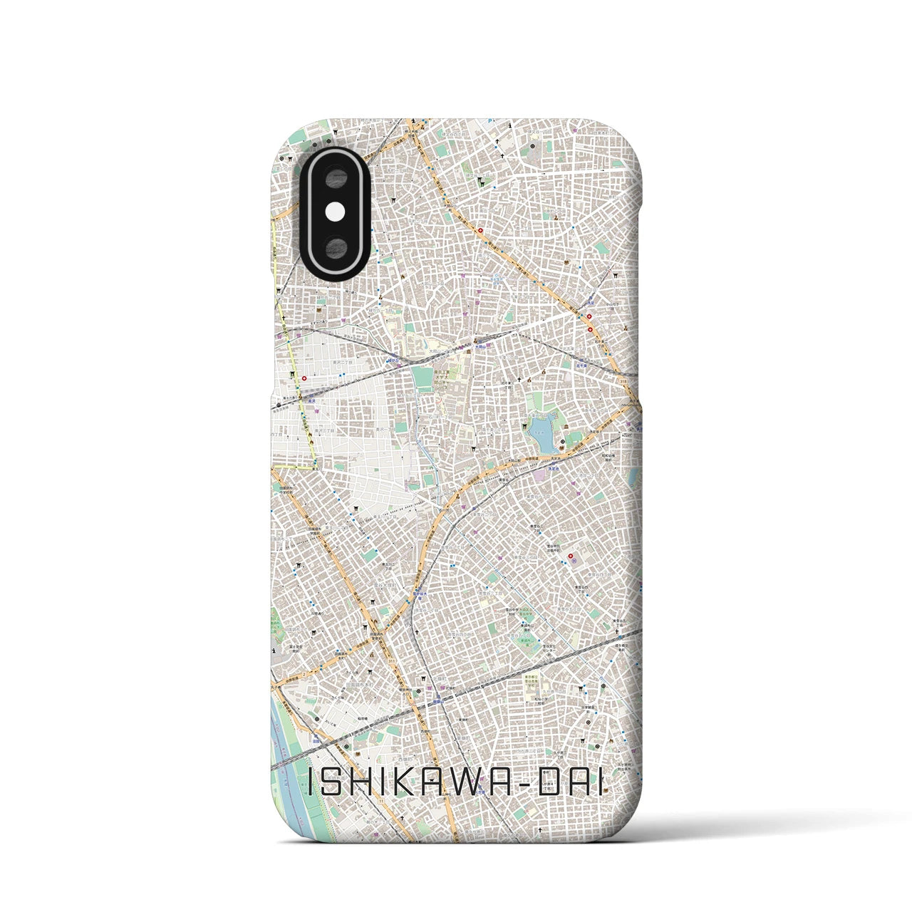 【石川台(東京都)】地図柄iPhoneケース(バックカバータイプ)