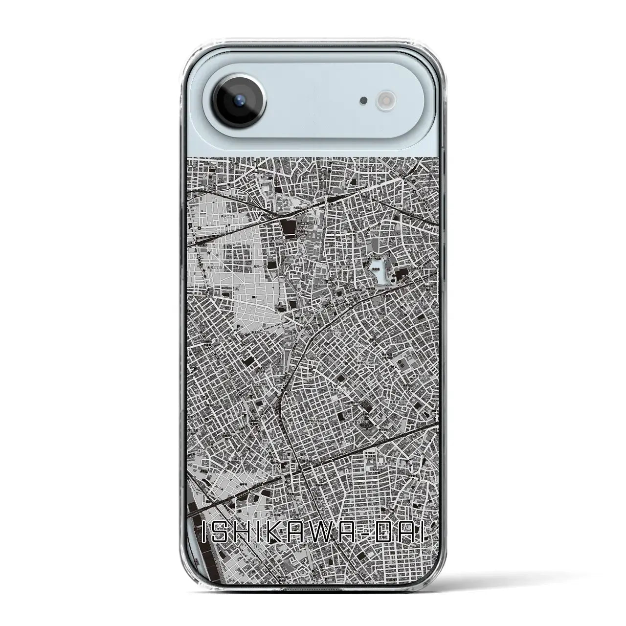 【石川台(東京都)】地図柄iPhoneケース(クリアタイプ)モノトーン・iPhone 17 Pro Max 用