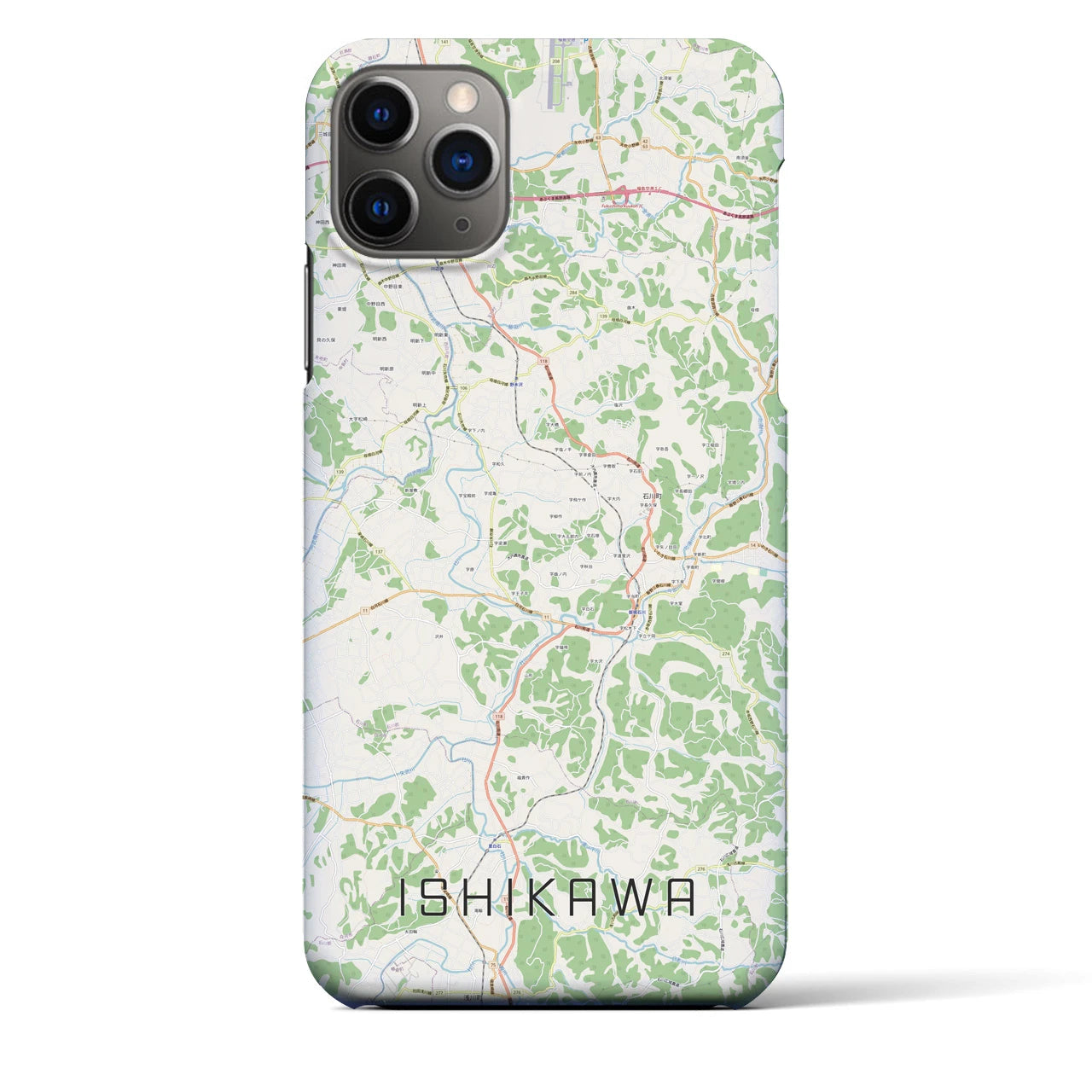 【石川(福島県)】地図柄iPhoneケース(バックカバータイプ)