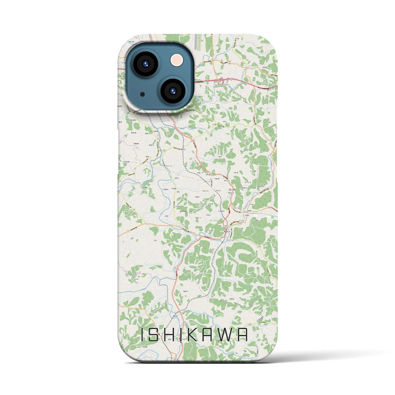 【石川(福島県)】地図柄iPhoneケース(バックカバータイプ)