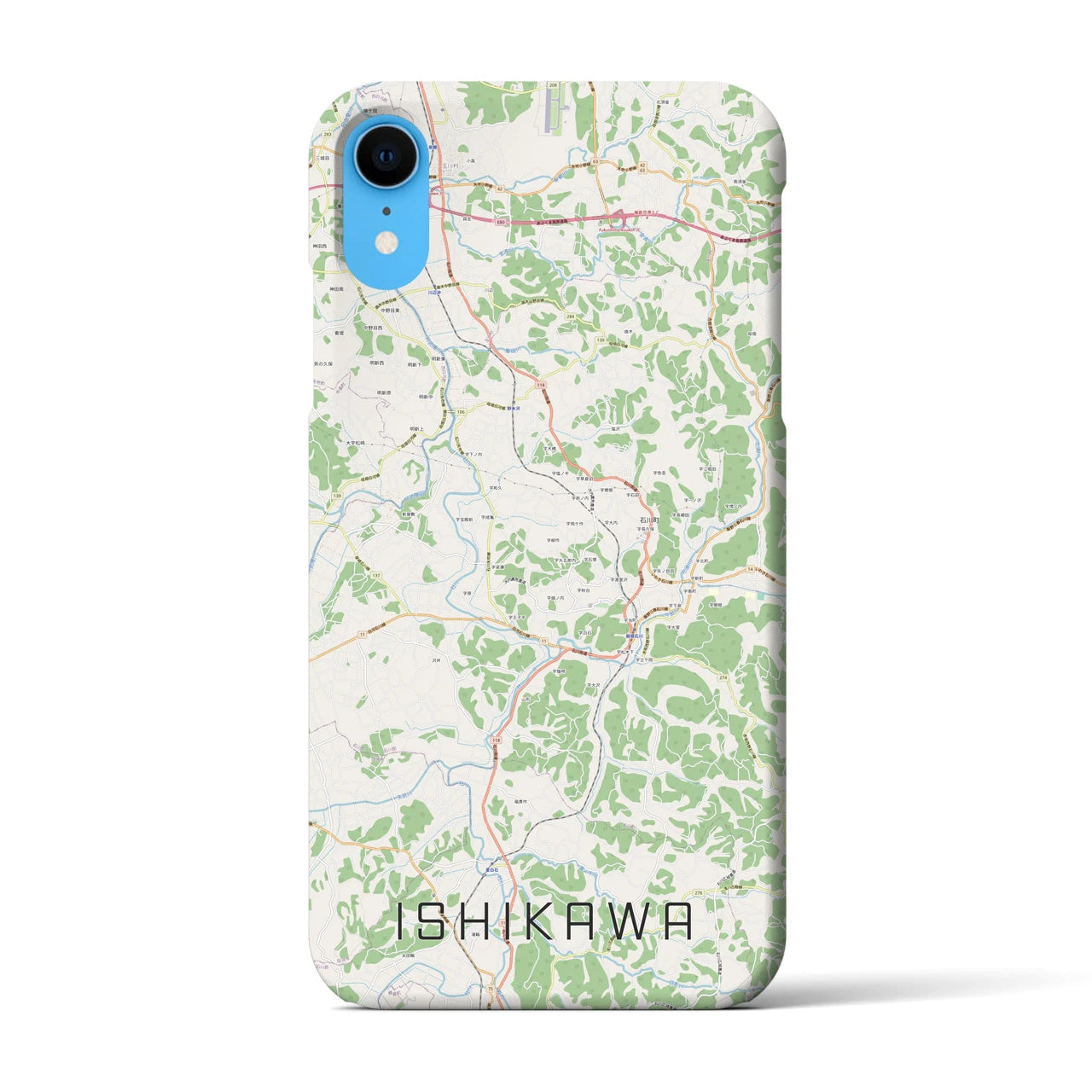 【石川(福島県)】地図柄iPhoneケース(バックカバータイプ)