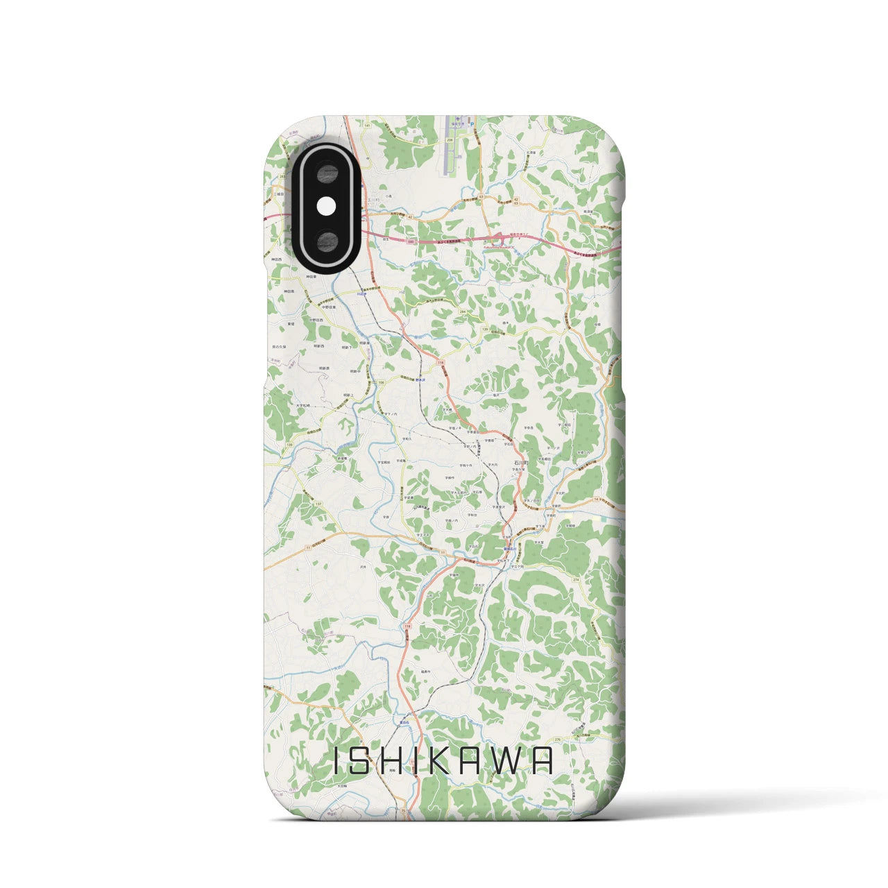 【石川(福島県)】地図柄iPhoneケース(バックカバータイプ)