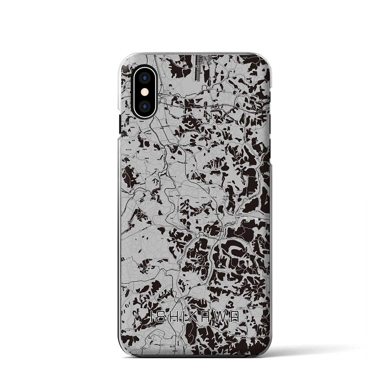 【石川(福島県)】地図柄iPhoneケース(クリアタイプ)モノトーン・iPhone XS / X 用