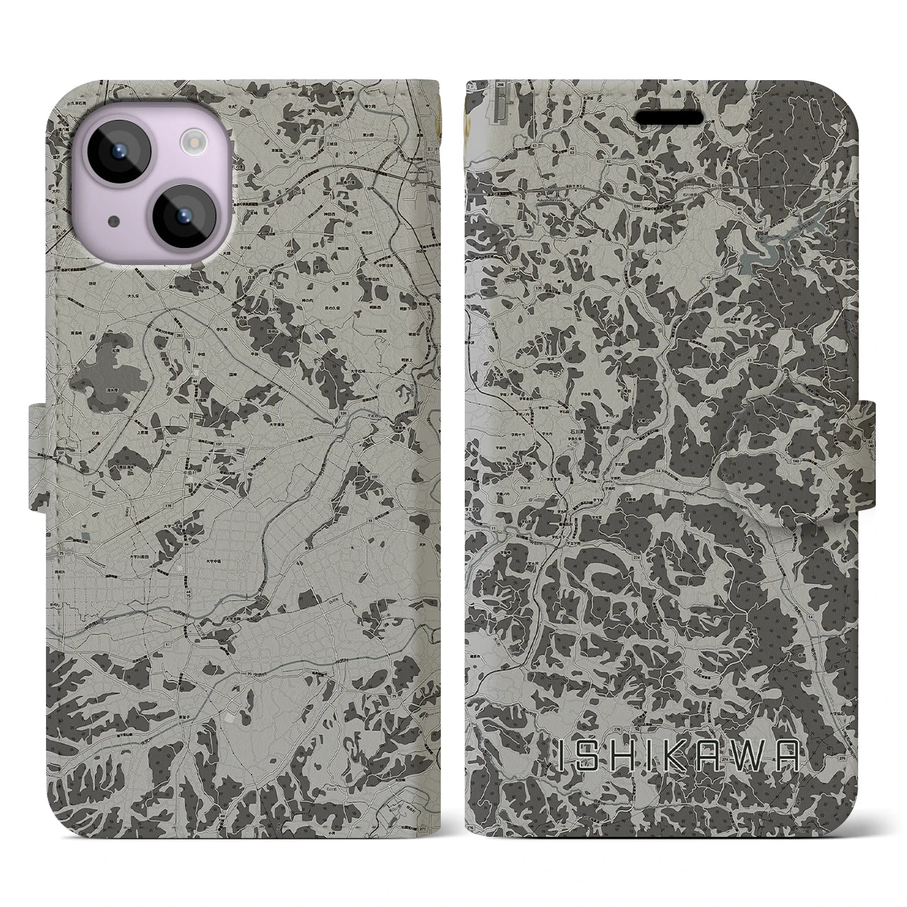 【石川(福島県)】地図柄iPhoneケース(手帳タイプ)