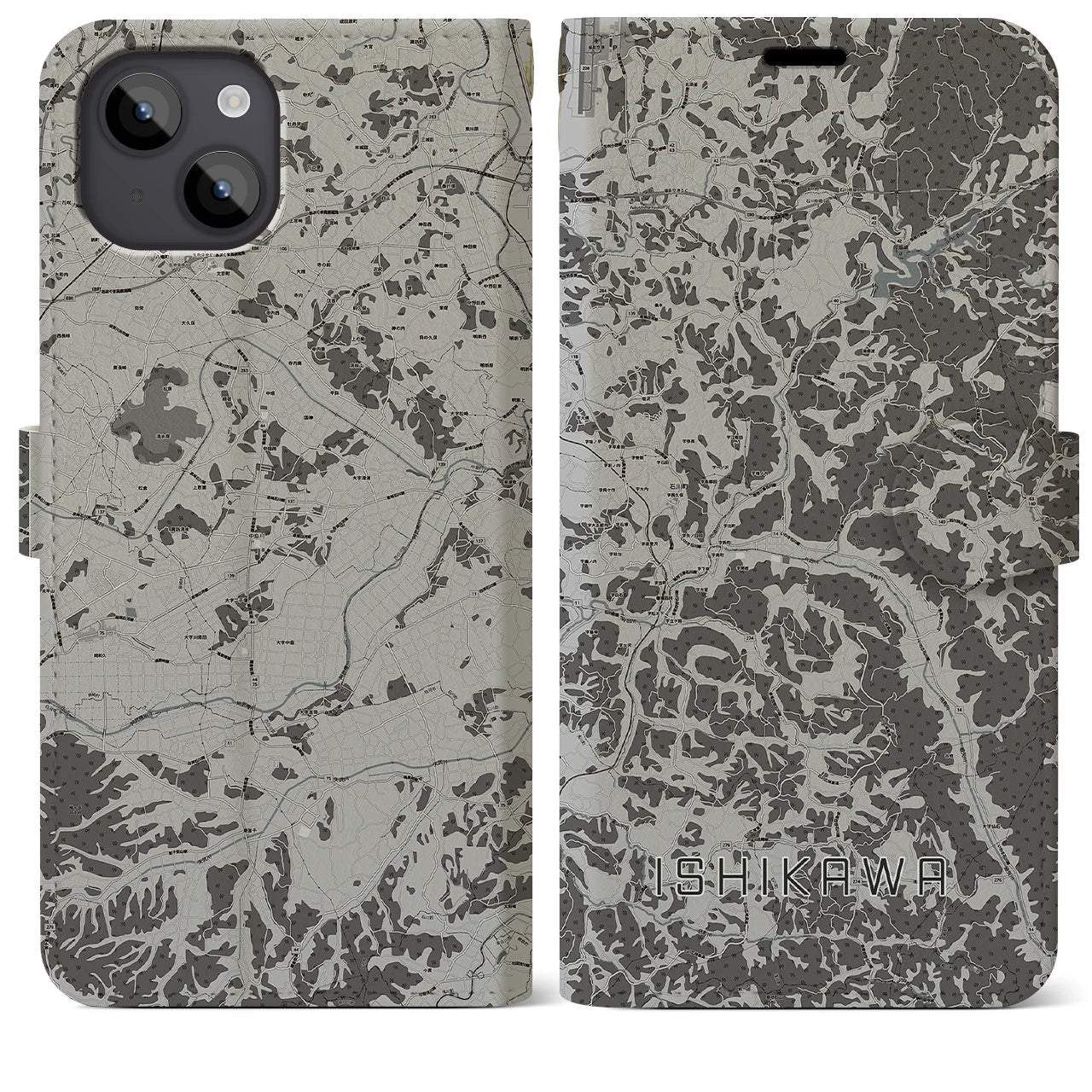 【石川(福島県)】地図柄iPhoneケース(手帳タイプ)