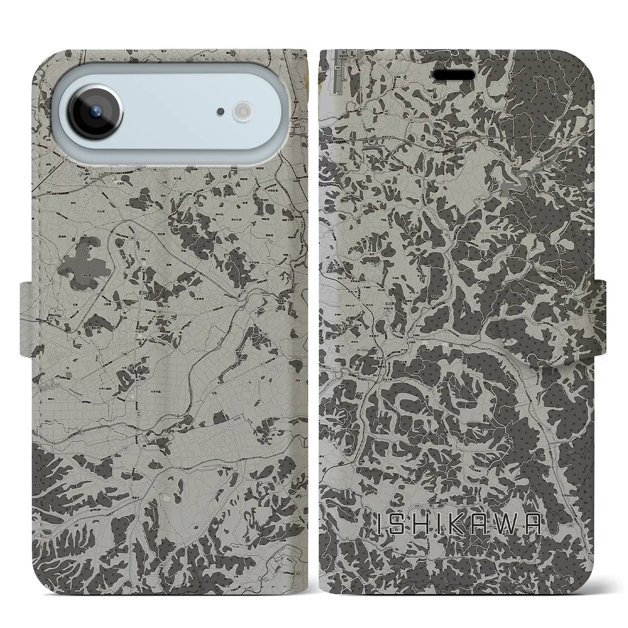 【石川(福島県)】地図柄iPhoneケース(手帳タイプ)