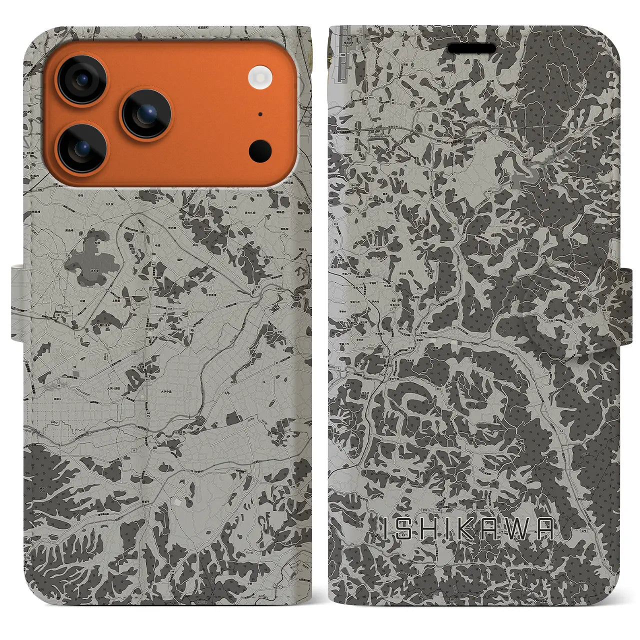 【石川(福島県)】地図柄iPhoneケース(手帳タイプ)