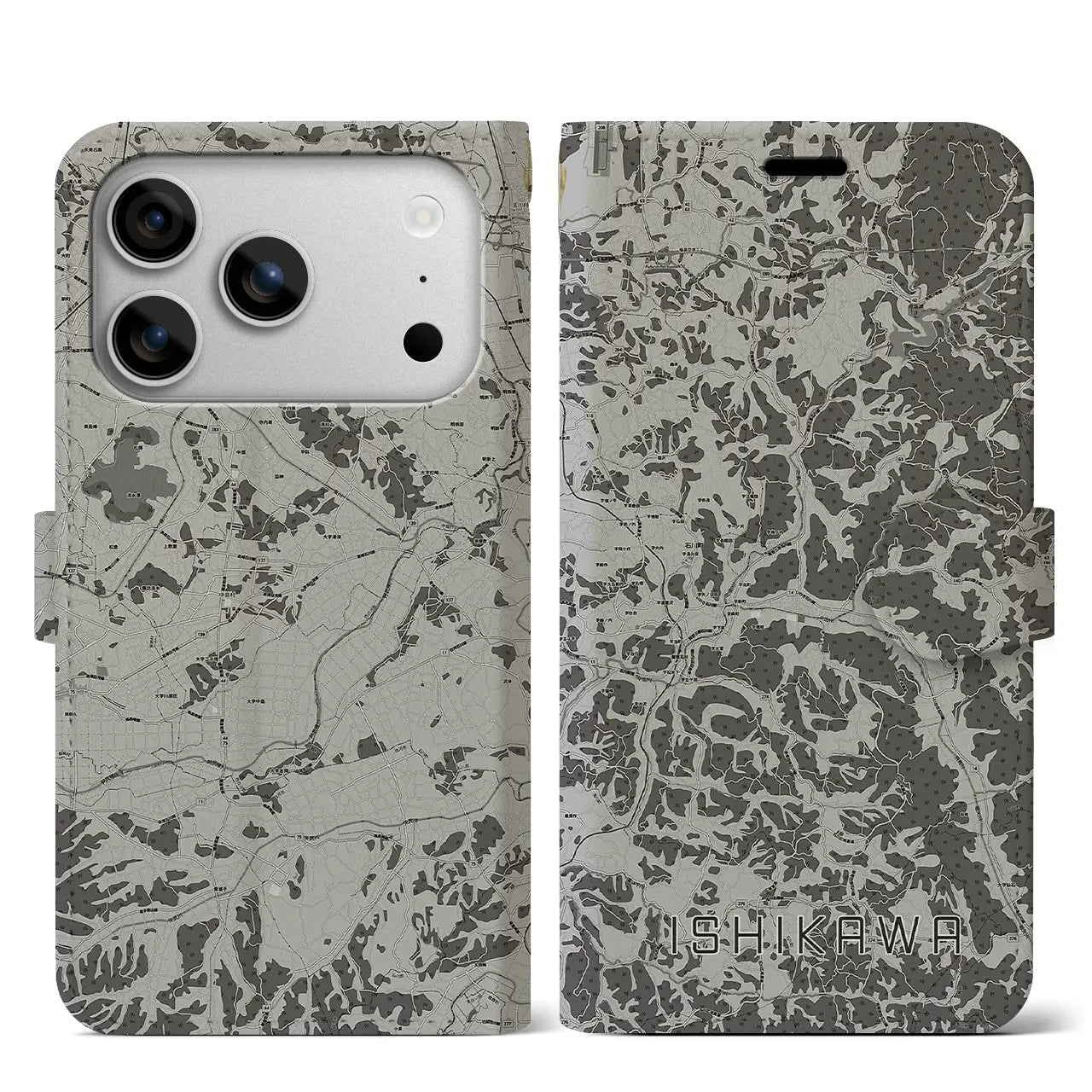 【石川(福島県)】地図柄iPhoneケース(手帳タイプ)