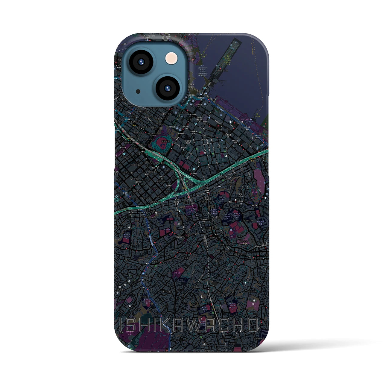 【石川町(神奈川県)】地図柄iPhoneケース(バックカバータイプ)