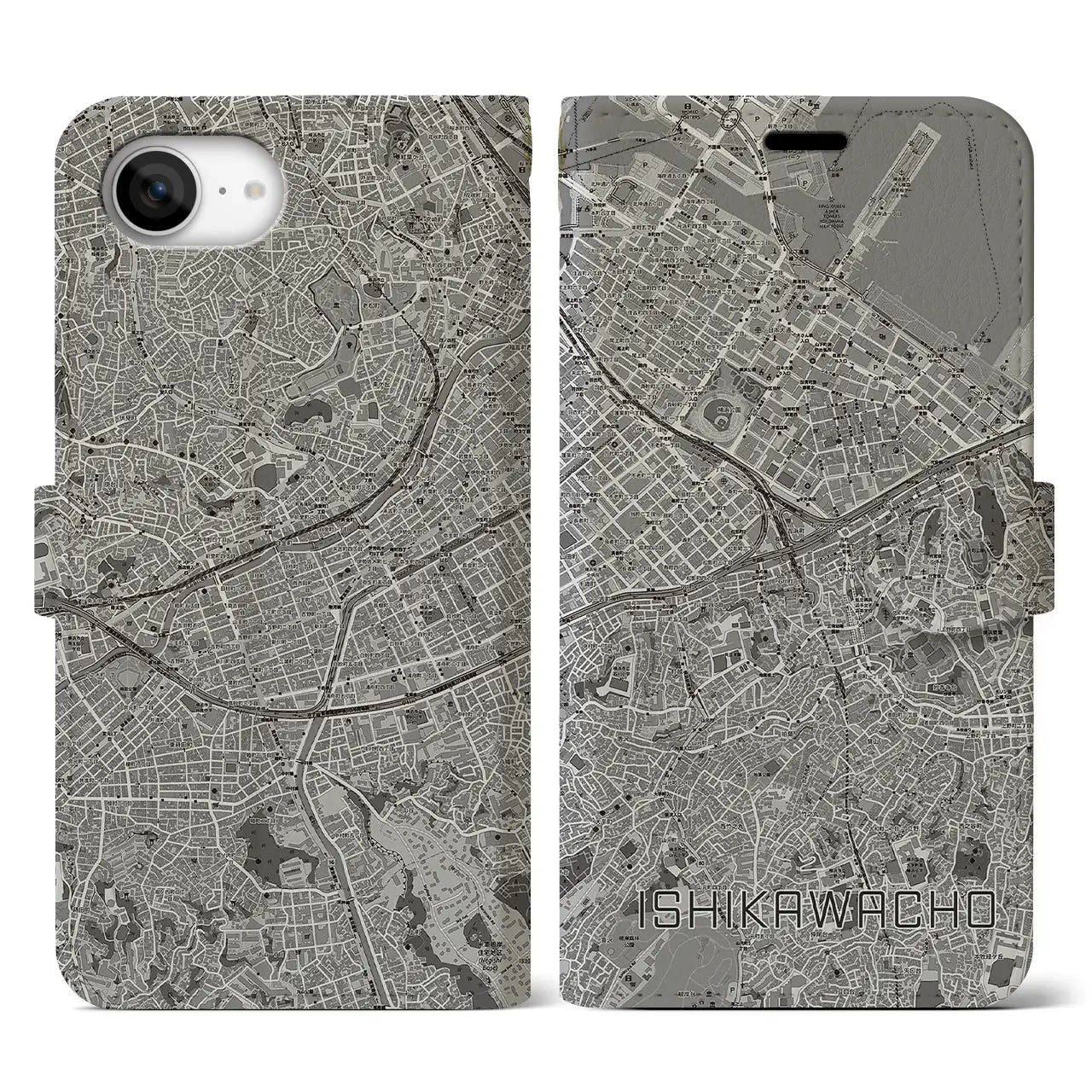 【石川町(神奈川県)】地図柄iPhoneケース(手帳タイプ)