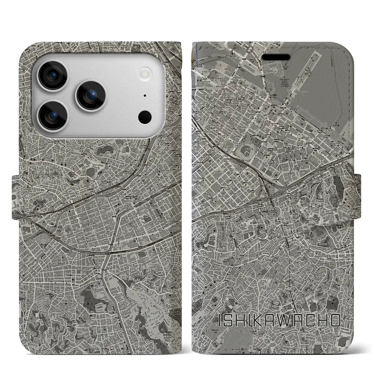 【石川町(神奈川県)】地図柄iPhoneケース(手帳タイプ)