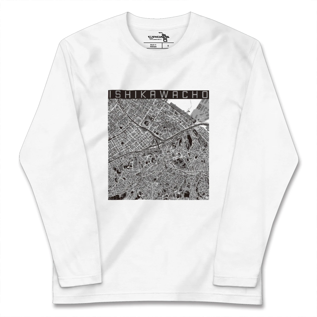 【石川町(神奈川県)】地図柄ロングスリーブTシャツ