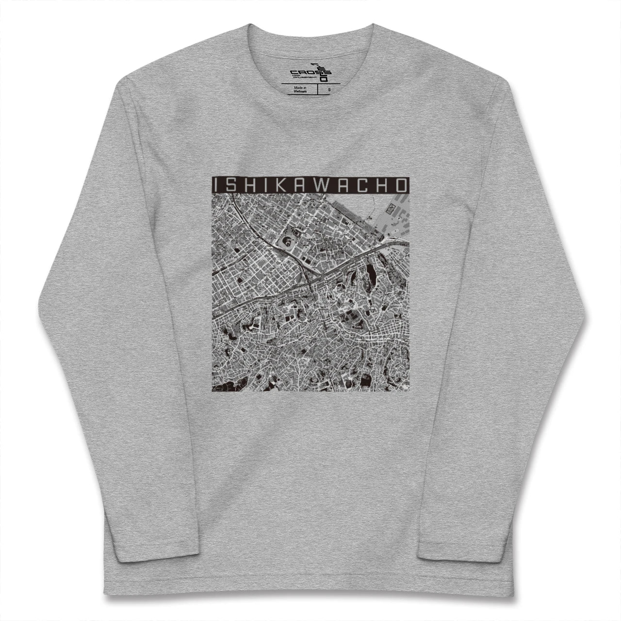 【石川町(神奈川県)】地図柄ロングスリーブTシャツ