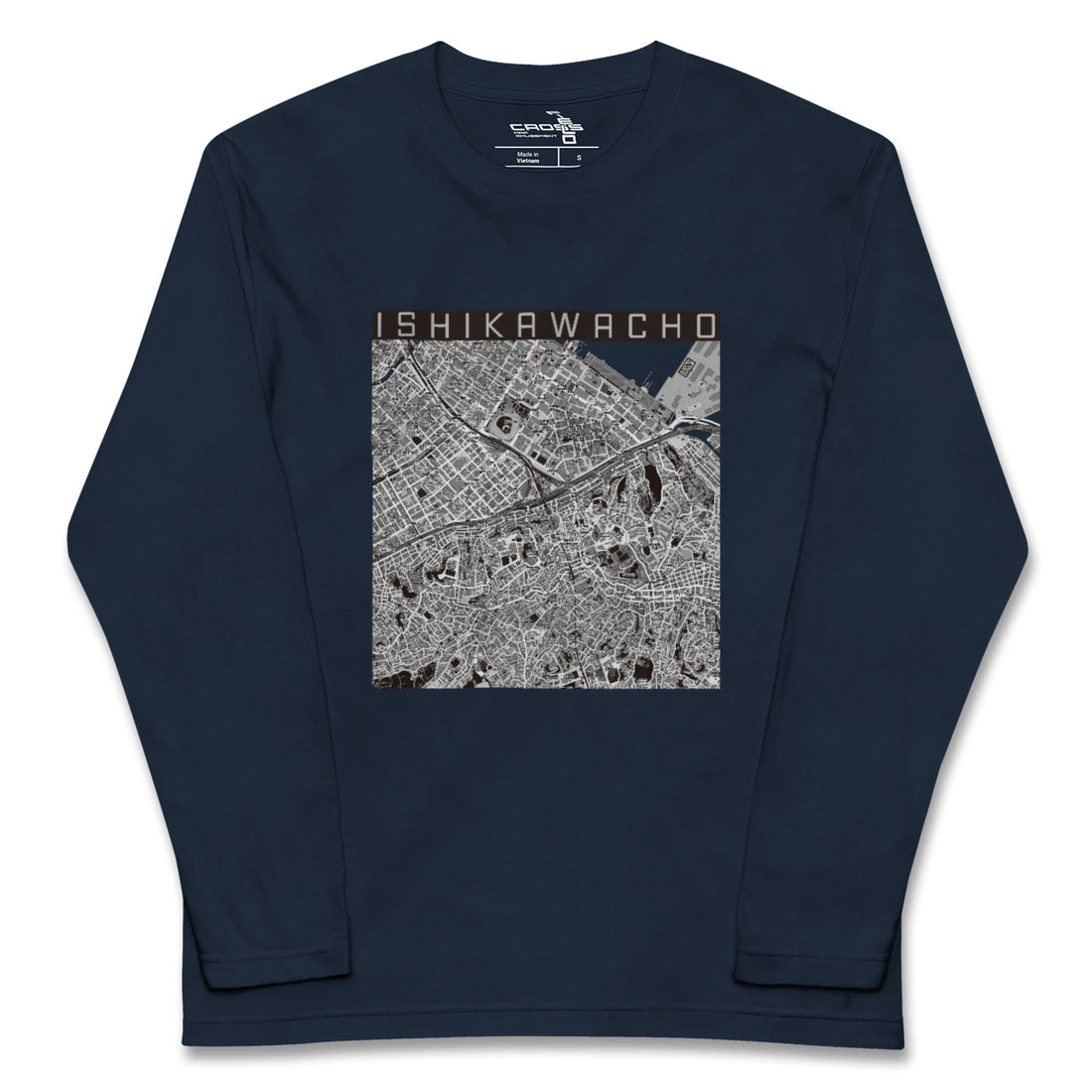 【石川町(神奈川県)】地図柄ロングスリーブTシャツ
