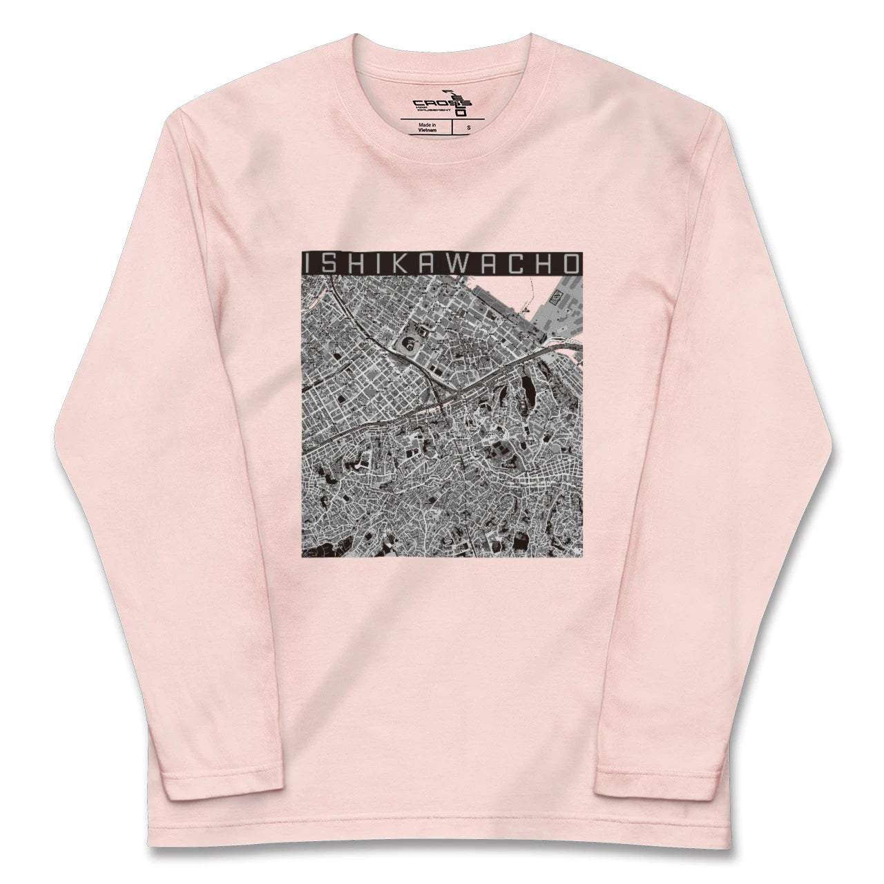 【石川町(神奈川県)】地図柄ロングスリーブTシャツ