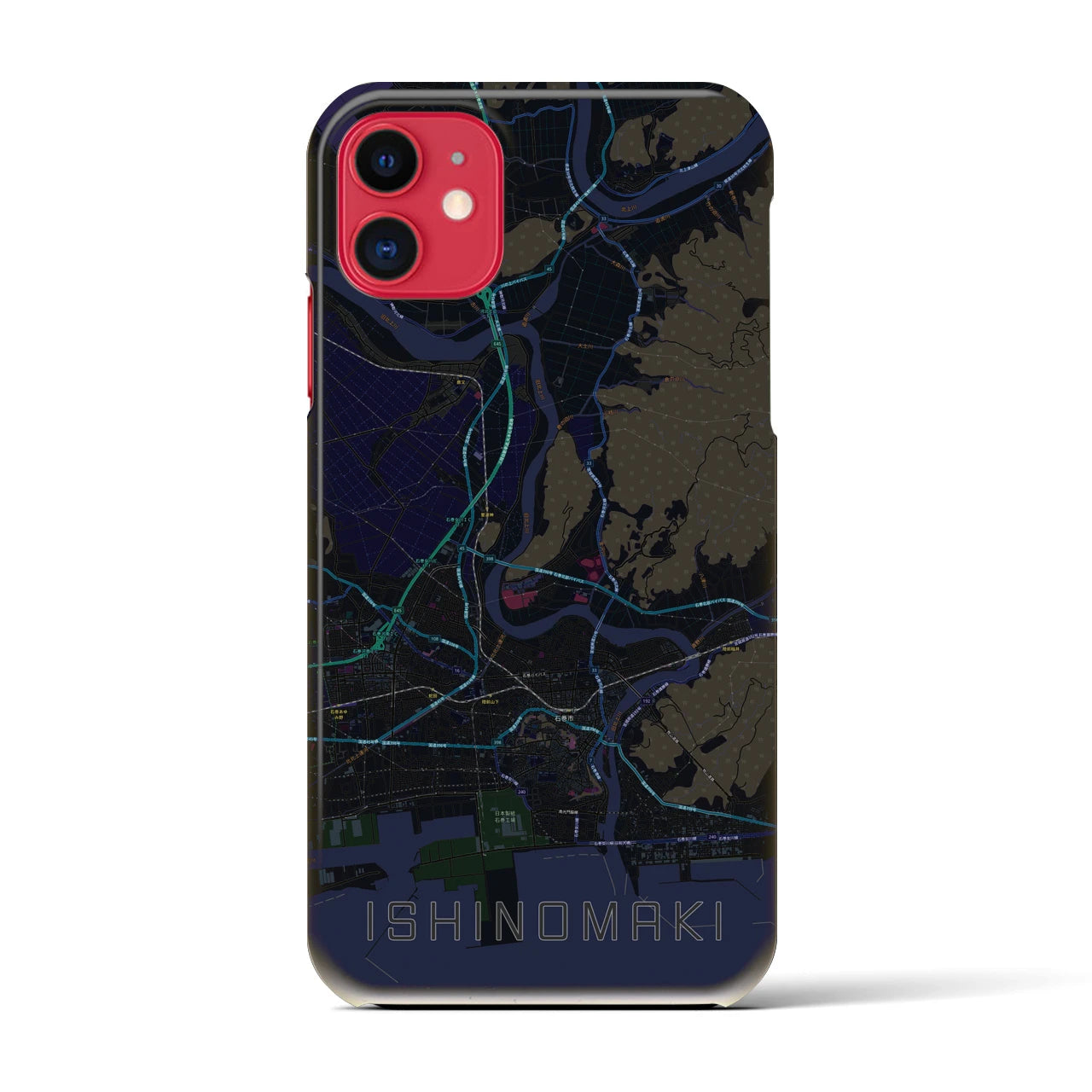 【石巻(宮城県)】地図柄iPhoneケース(バックカバータイプ)
