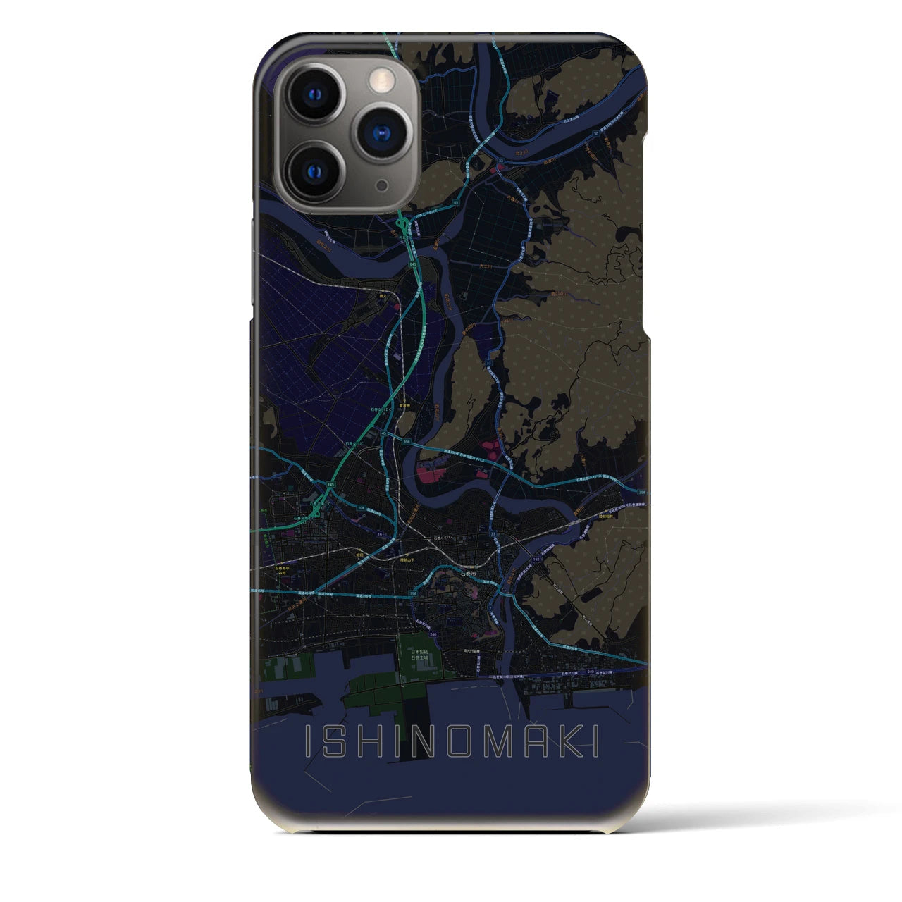 【石巻(宮城県)】地図柄iPhoneケース(バックカバータイプ)