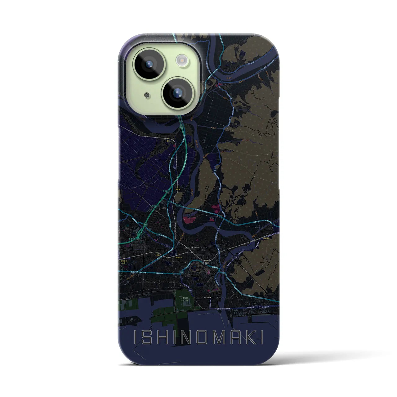 【石巻(宮城県)】地図柄iPhoneケース(バックカバータイプ)