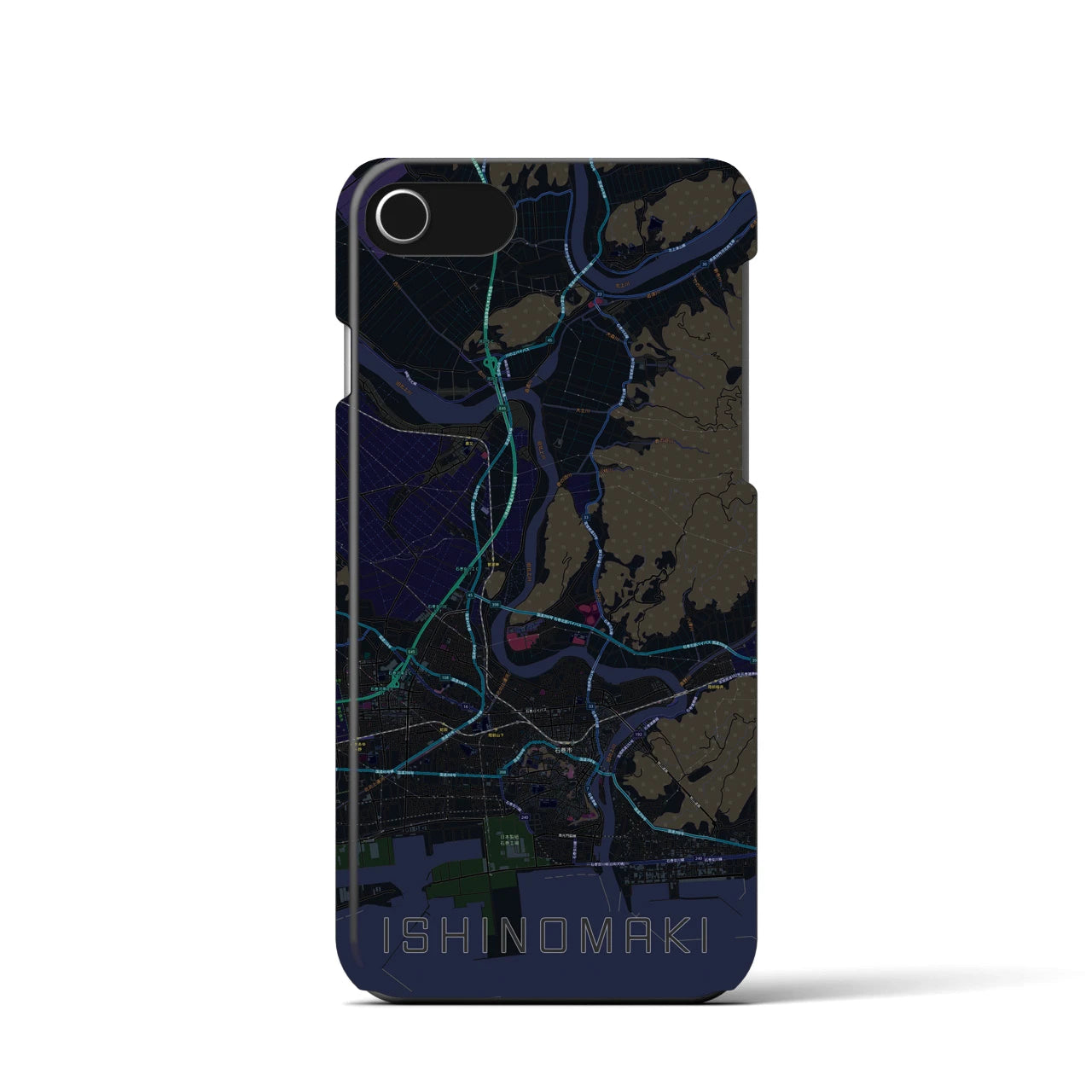 【石巻(宮城県)】地図柄iPhoneケース(バックカバータイプ)