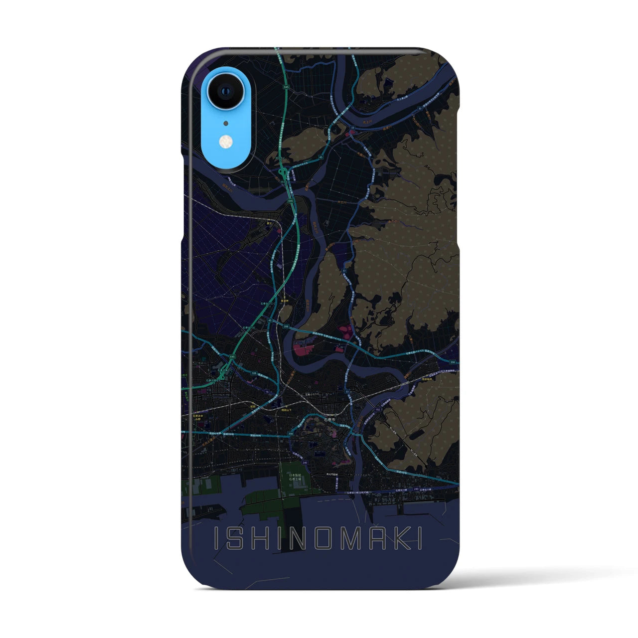 【石巻(宮城県)】地図柄iPhoneケース(バックカバータイプ)