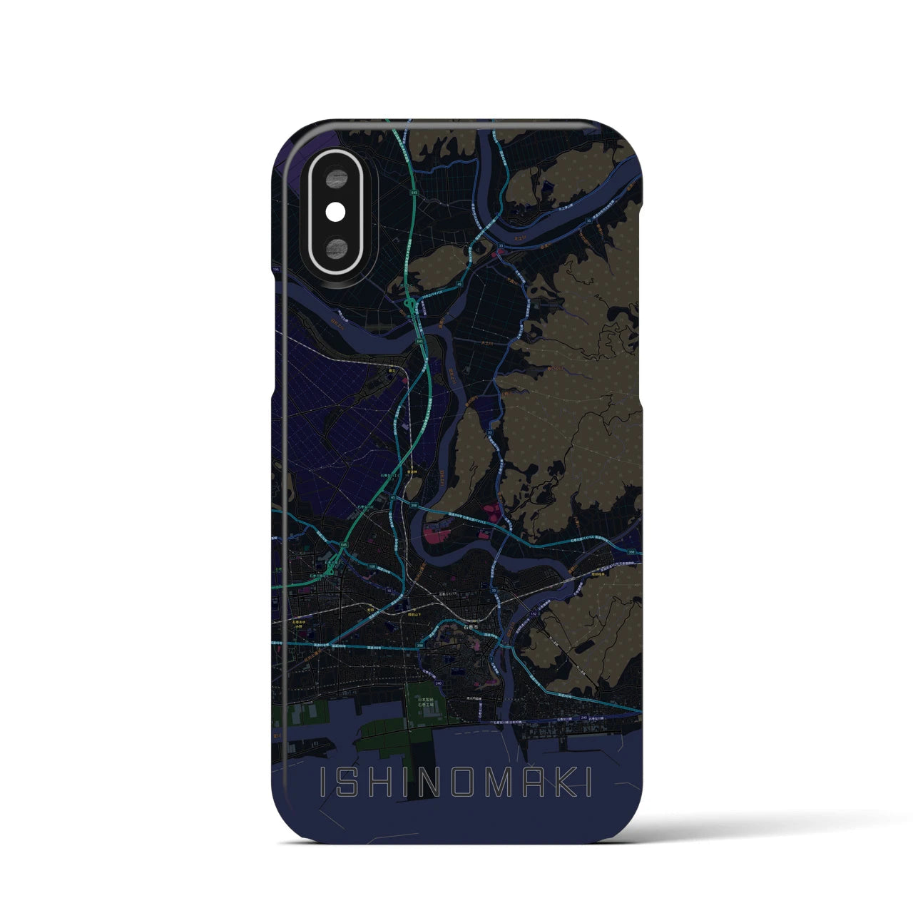 【石巻(宮城県)】地図柄iPhoneケース(バックカバータイプ)