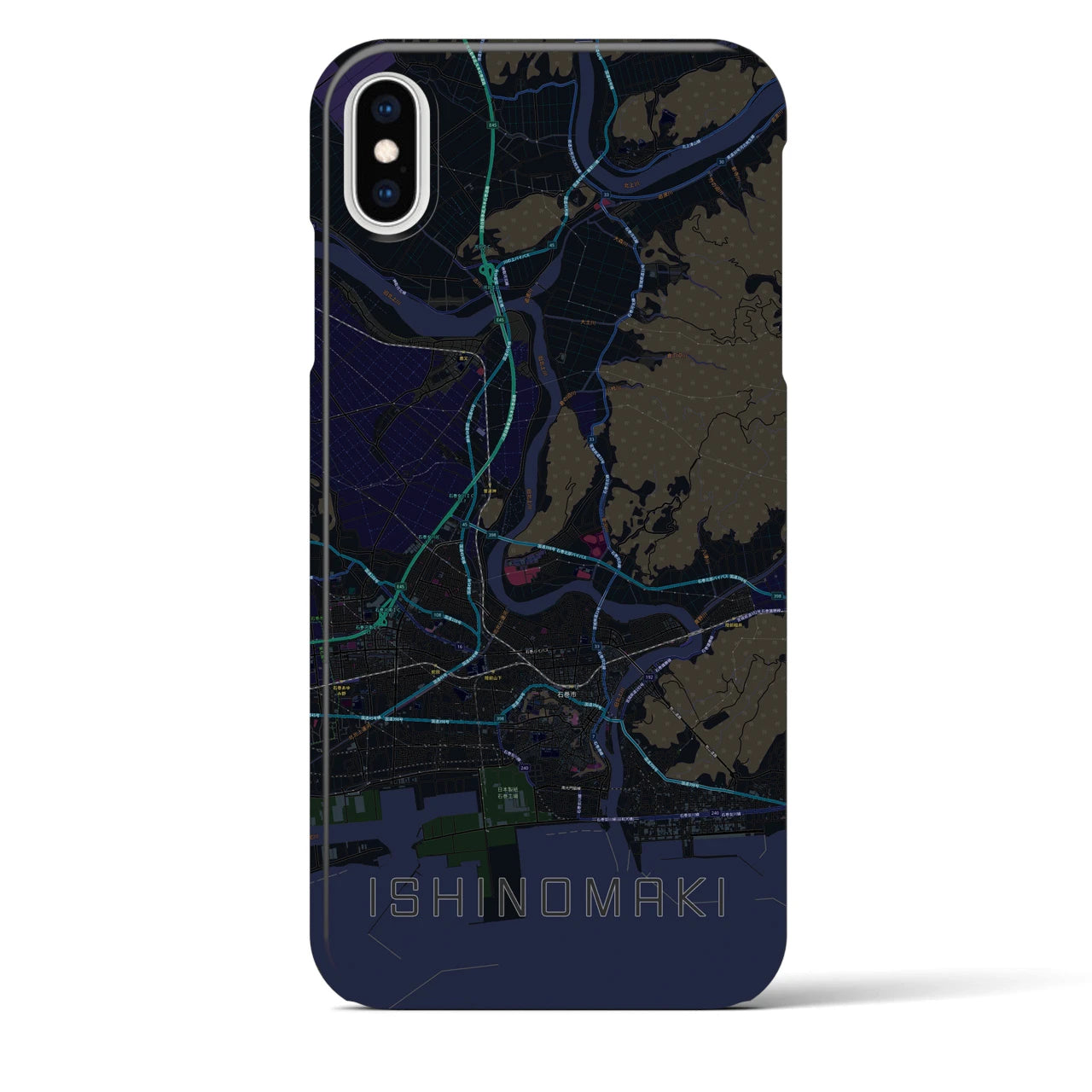 【石巻(宮城県)】地図柄iPhoneケース(バックカバータイプ)