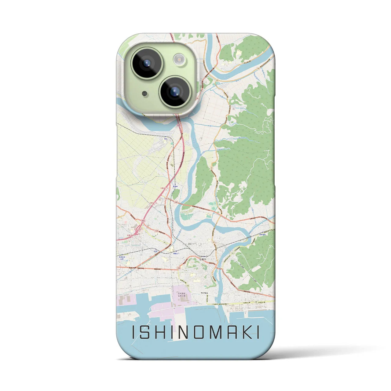 【石巻(宮城県)】地図柄iPhoneケース(バックカバータイプ)