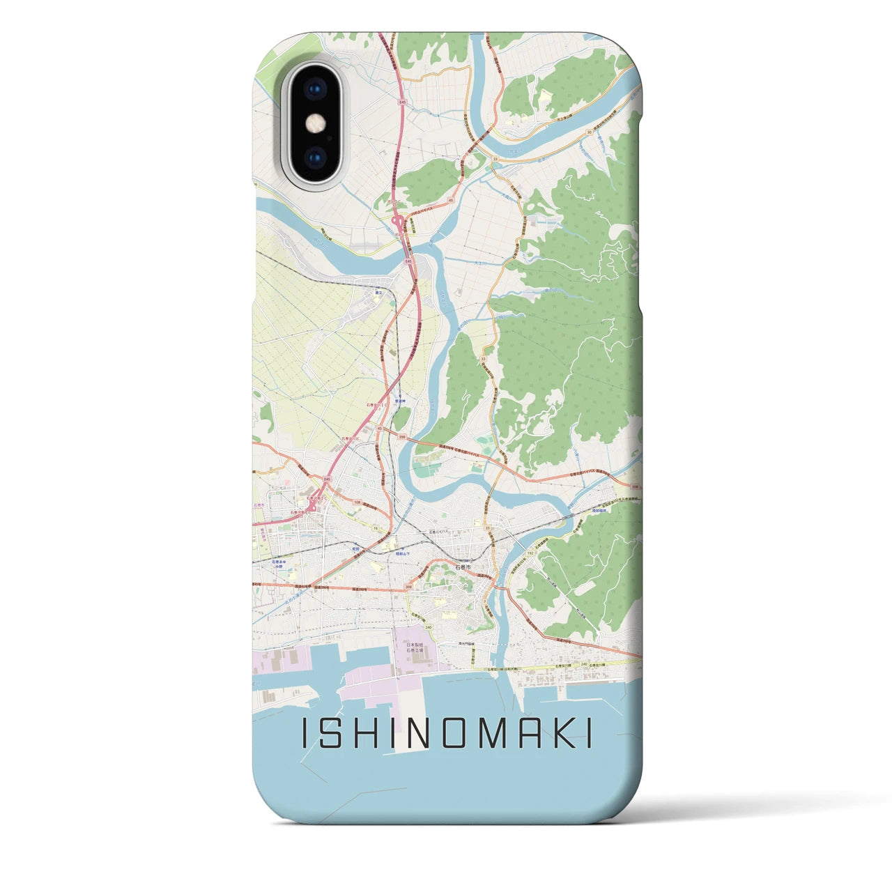 【石巻(宮城県)】地図柄iPhoneケース(バックカバータイプ)