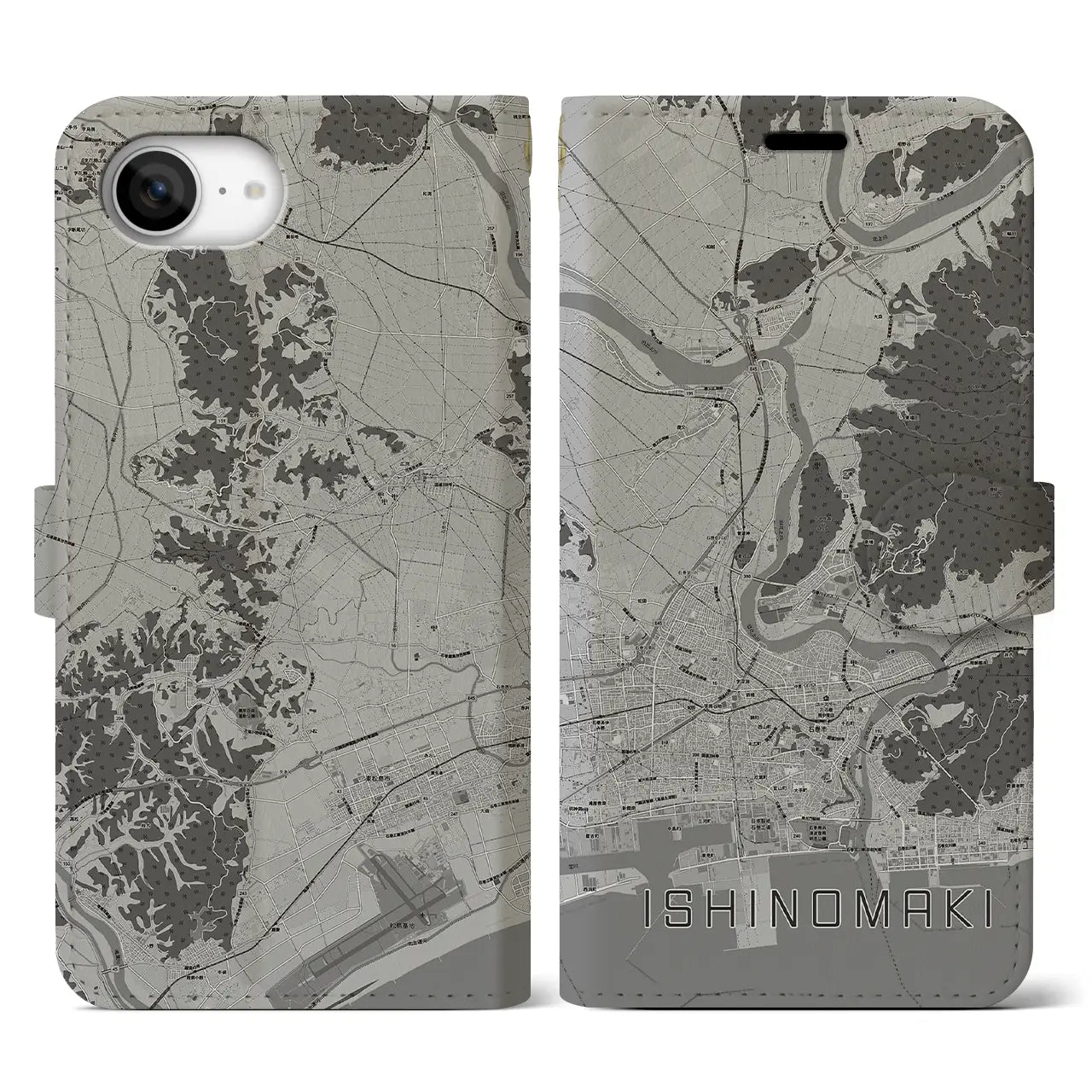 【石巻(宮城県)】地図柄iPhoneケース(手帳タイプ)