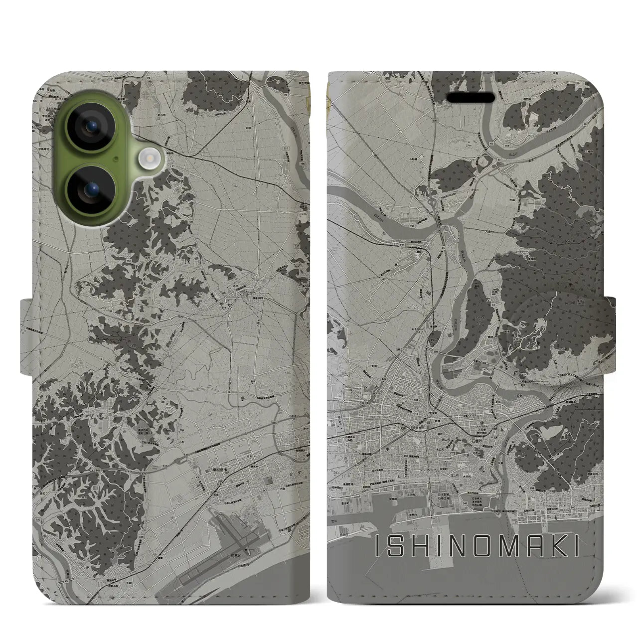 【石巻(宮城県)】地図柄iPhoneケース(手帳タイプ)