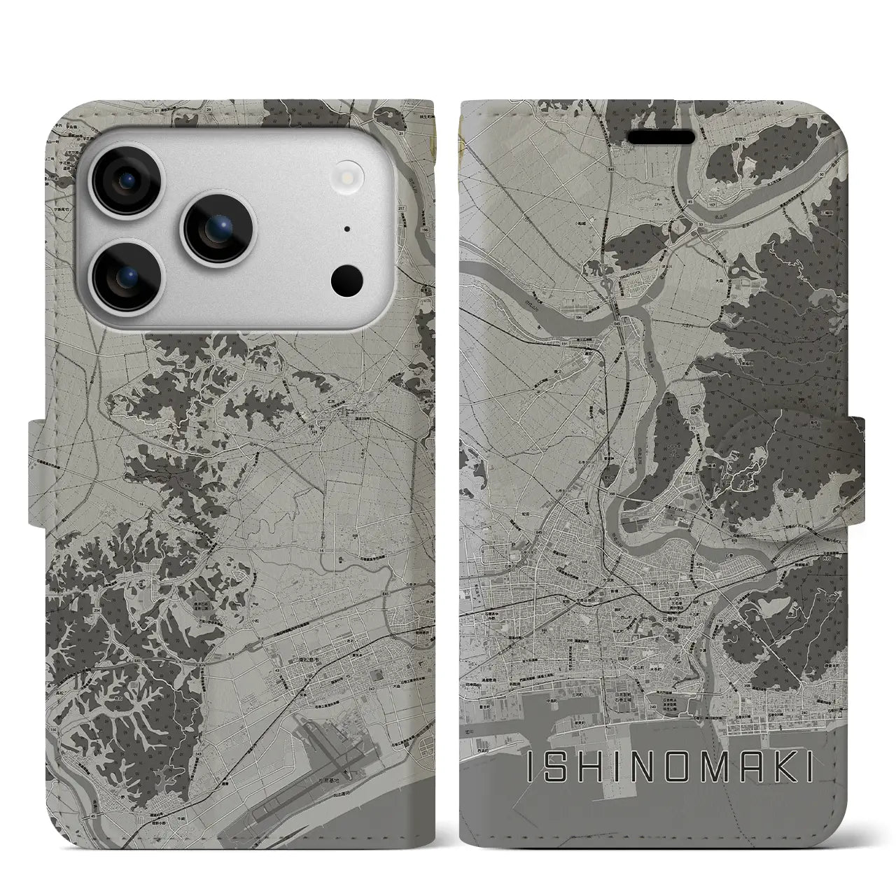 【石巻(宮城県)】地図柄iPhoneケース(手帳タイプ)