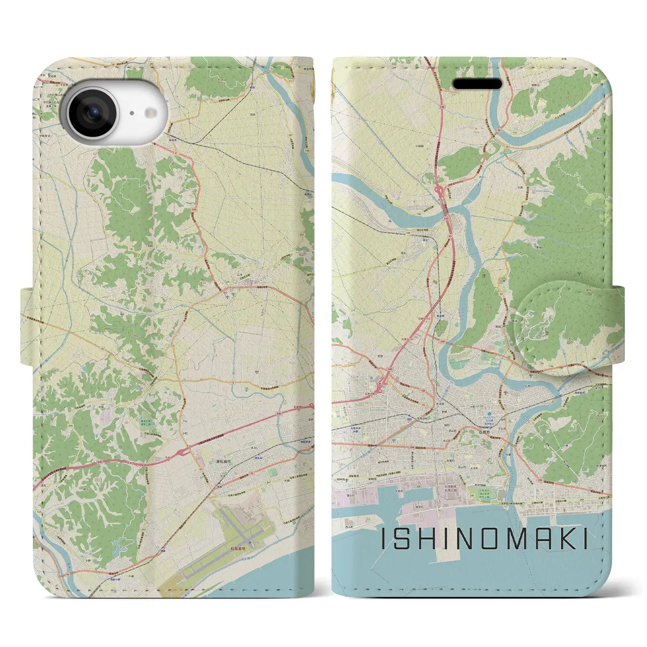 【石巻(宮城県)】地図柄iPhoneケース(手帳タイプ)