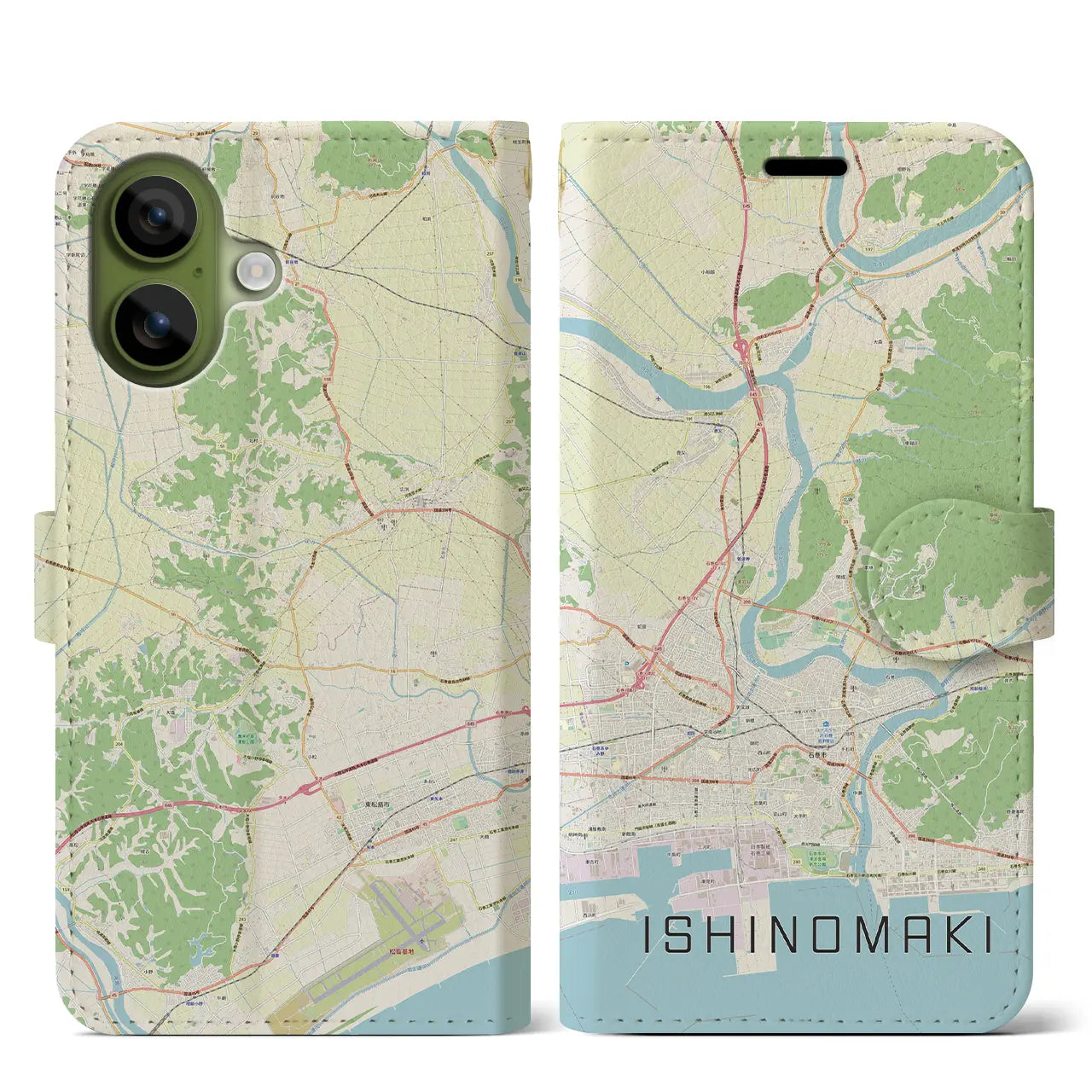 【石巻(宮城県)】地図柄iPhoneケース(手帳タイプ)