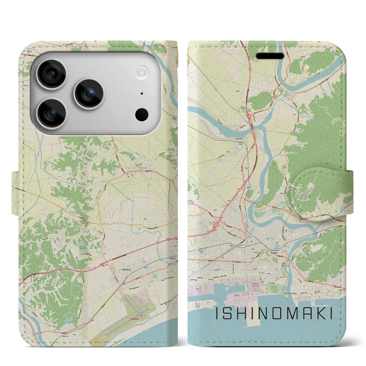 【石巻(宮城県)】地図柄iPhoneケース(手帳タイプ)