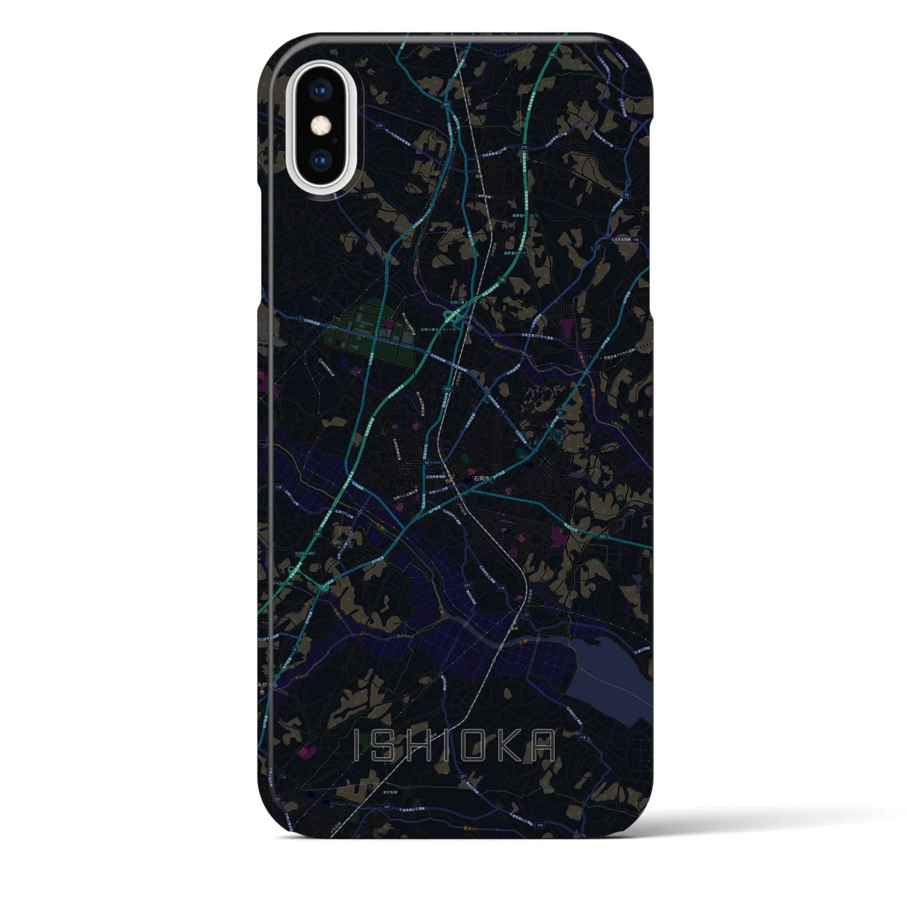 【石岡(茨城県)】地図柄iPhoneケース(バックカバータイプ)