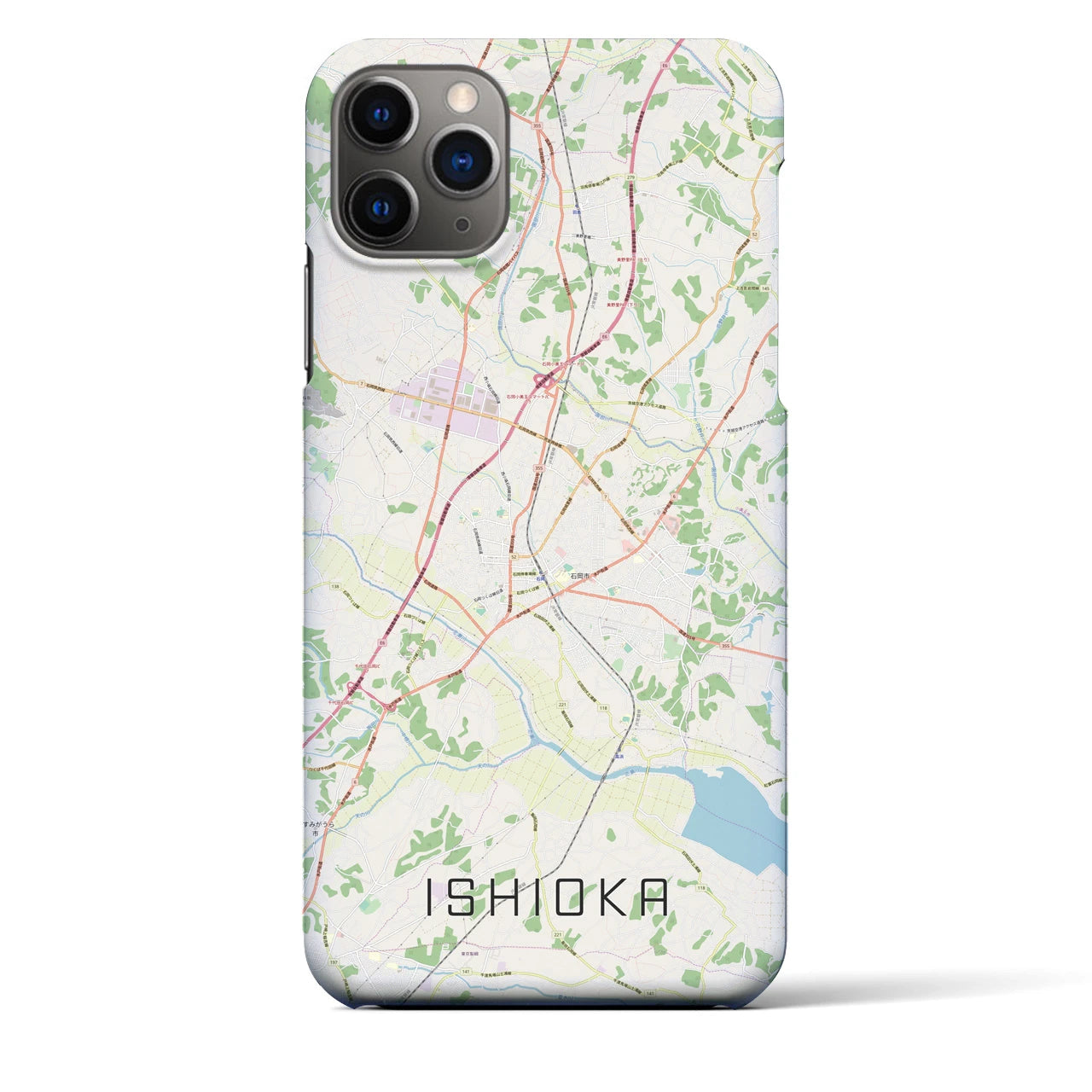 【石岡(茨城県)】地図柄iPhoneケース(バックカバータイプ)