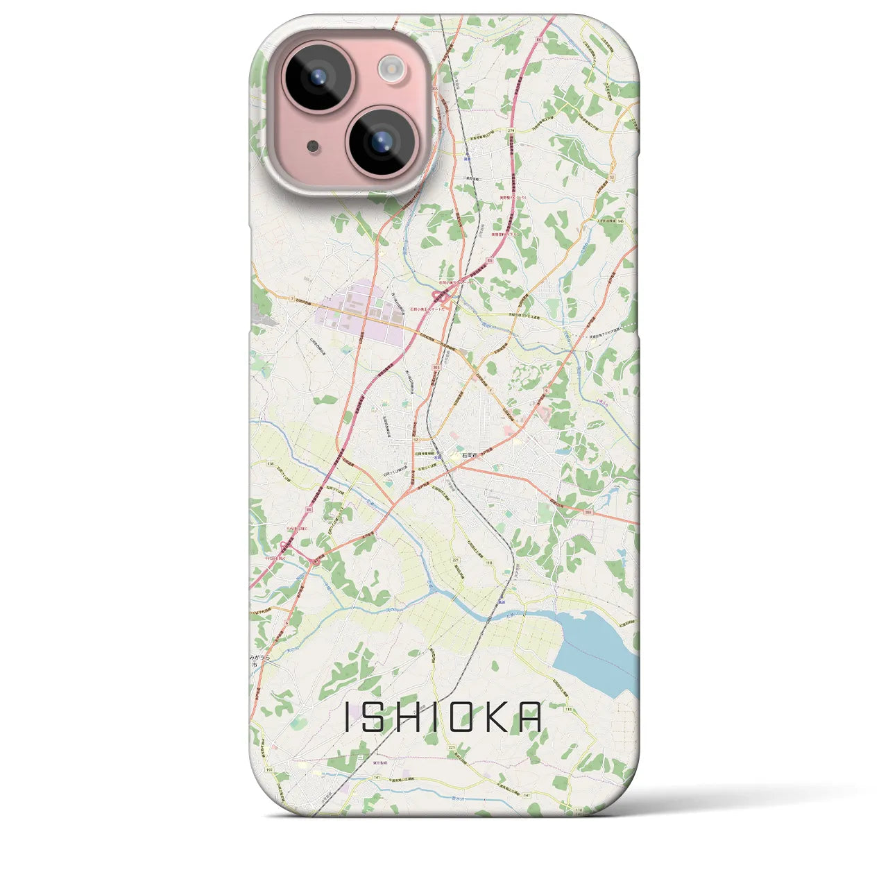 【石岡(茨城県)】地図柄iPhoneケース(バックカバータイプ)