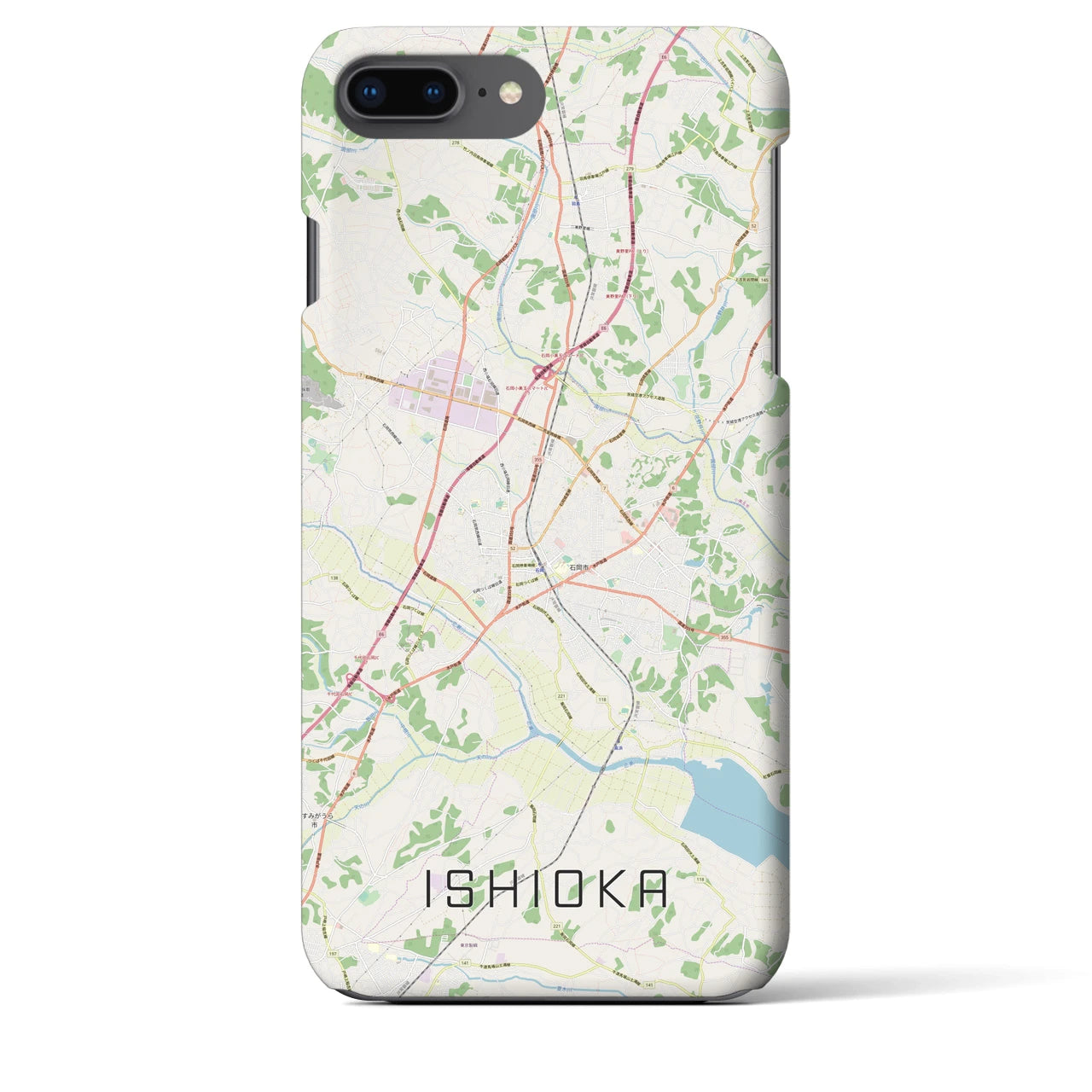 【石岡(茨城県)】地図柄iPhoneケース(バックカバータイプ)