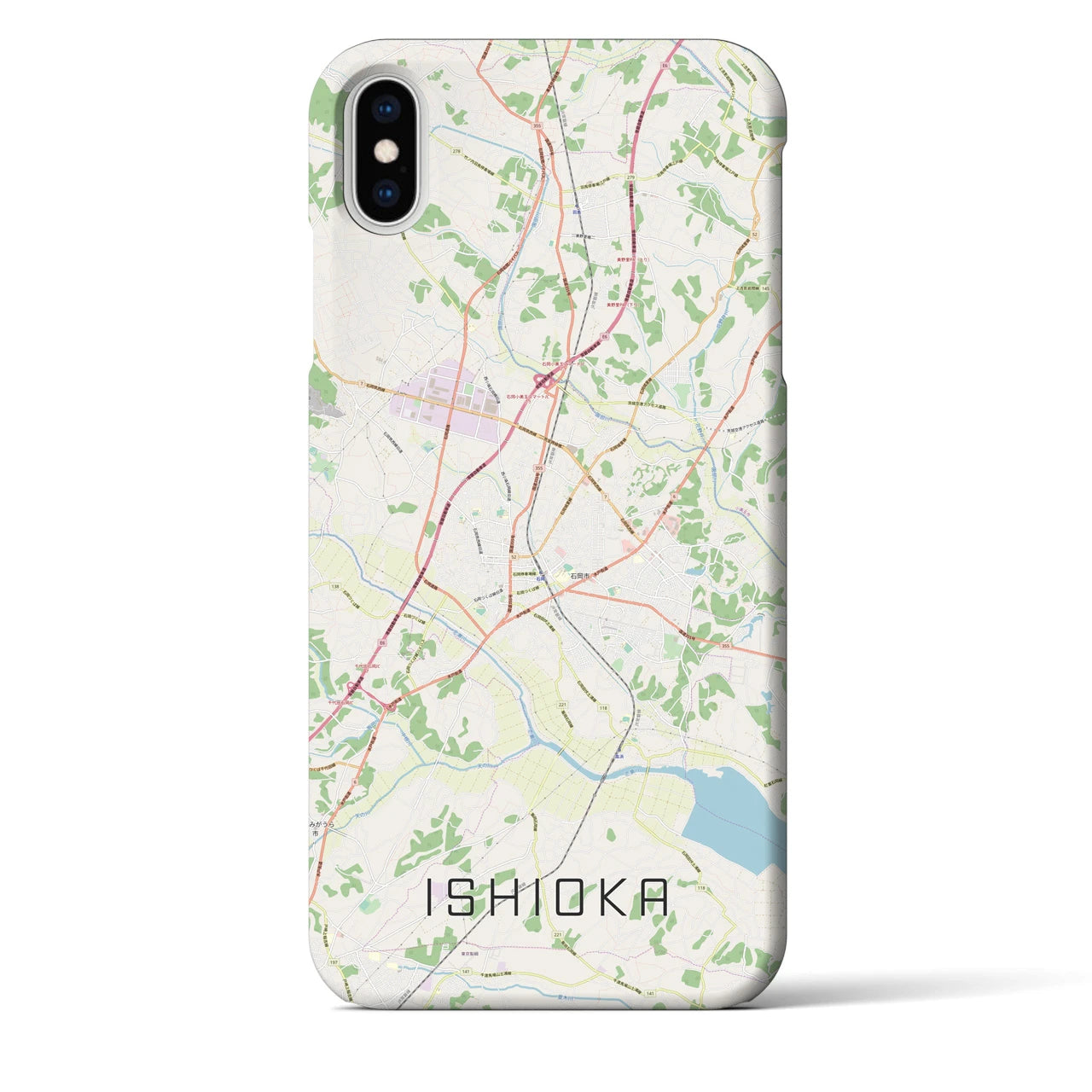 【石岡(茨城県)】地図柄iPhoneケース(バックカバータイプ)