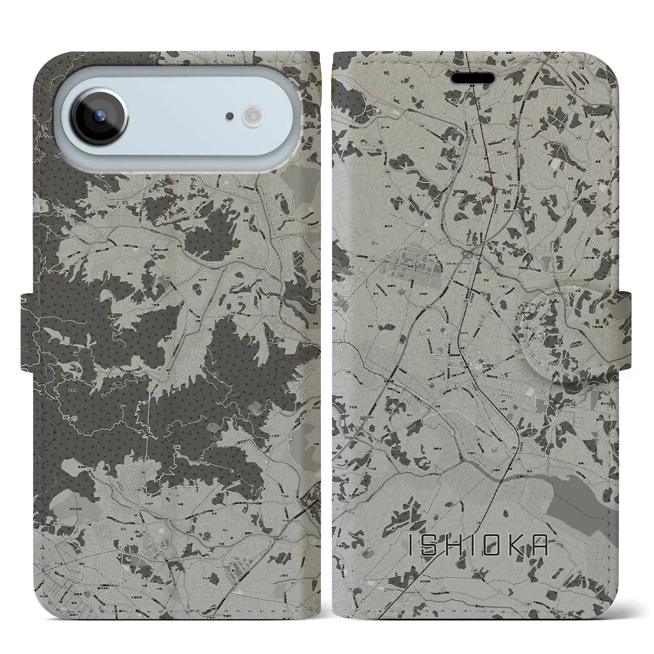 【石岡(茨城県)】地図柄iPhoneケース(手帳タイプ)