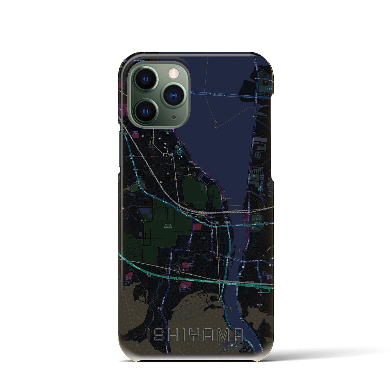 【石山(滋賀県)】地図柄iPhoneケース(バックカバータイプ)