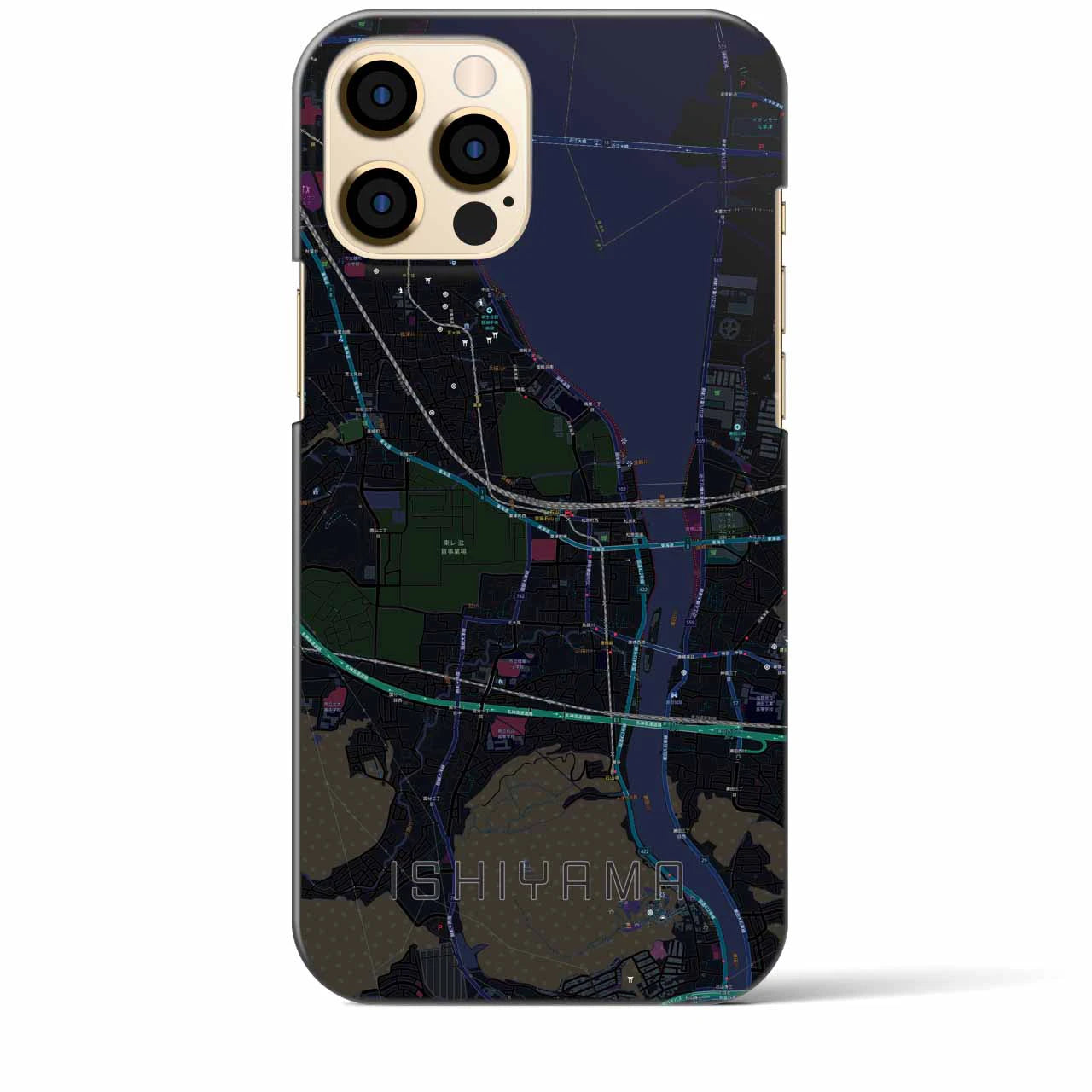 【石山(滋賀県)】地図柄iPhoneケース(バックカバータイプ)