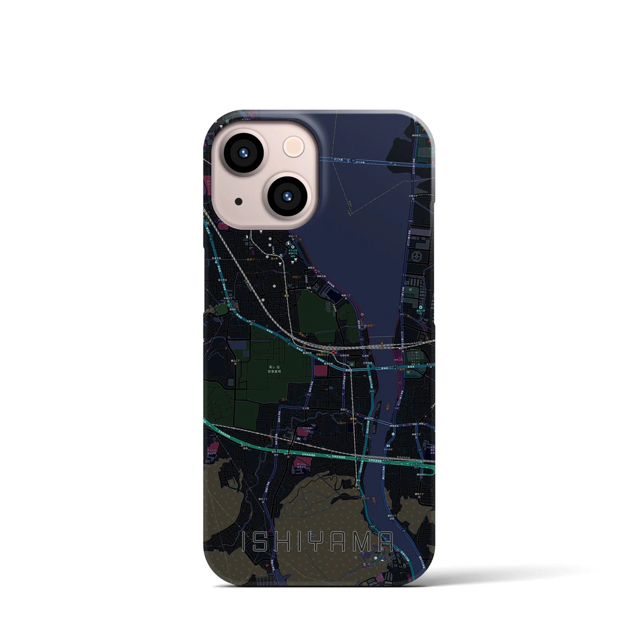 【石山(滋賀県)】地図柄iPhoneケース(バックカバータイプ)